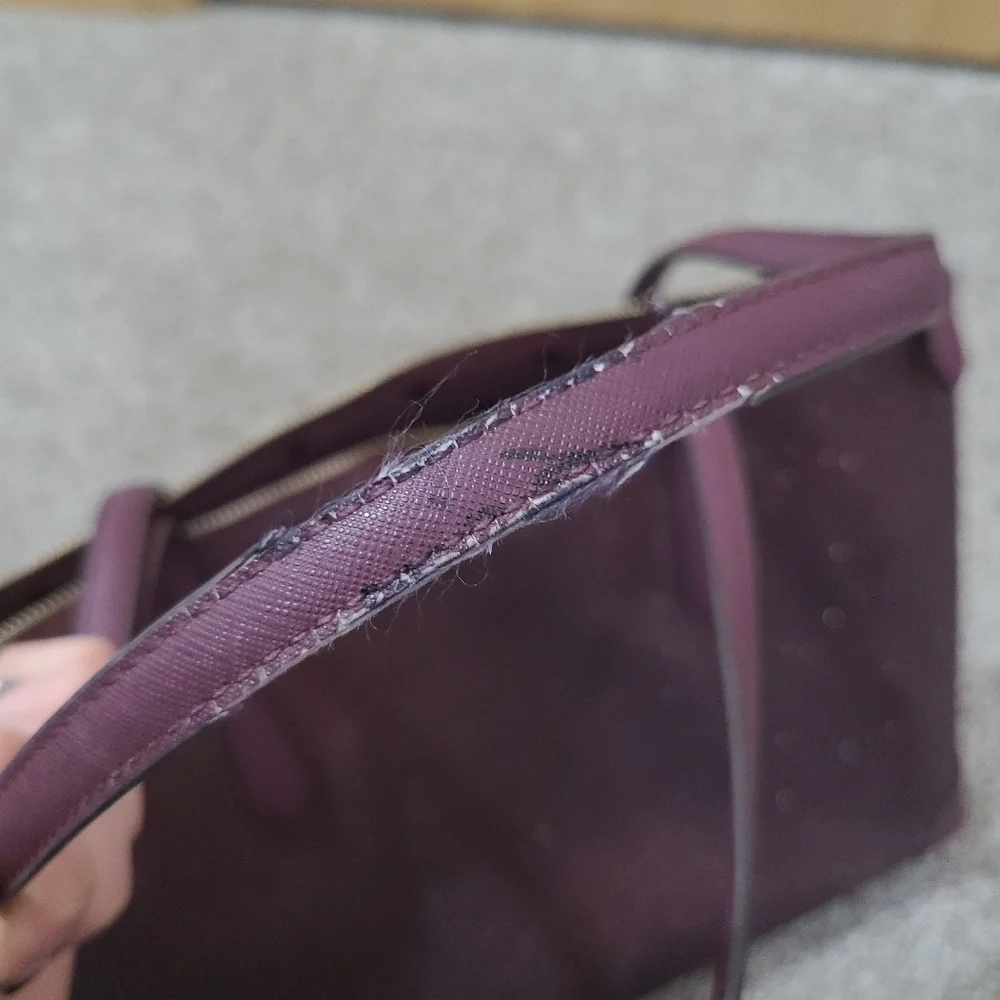 Kate Spade New York Burgundy Glitter Sparkle Tote Bag Satchel Purse - Picture 5 of 8